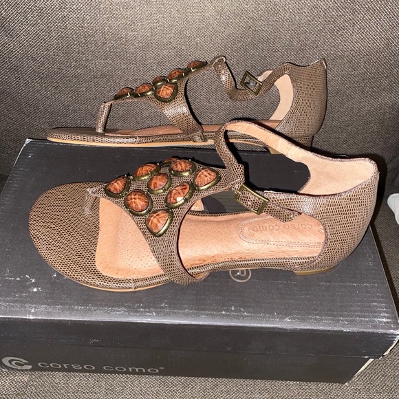 🌺👠 Nib Corso como leather lizard sandal SZ 7 - Picture 5 of 7